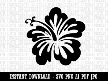 Pretty Hibiscus Flower Tropical Clipart Instant Digital Download AI PDF ...
