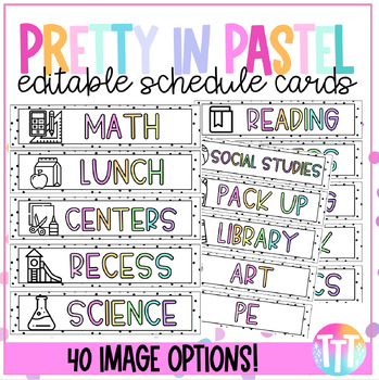 Preview of Pretty In Pastel Editable Classroom Visual Schedule