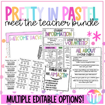 Preview of Pretty In Pastel Editable Open House | Meet The Teacher Forms Bundle