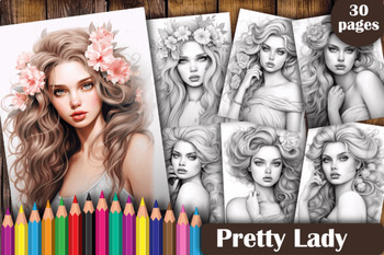 Pretty Lady Beautiful Women Coloring, Adult Coloring Books | TPT