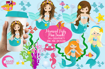 Preview of Mermaid clipart,Pretty Mermaids Clipart AMB-205
