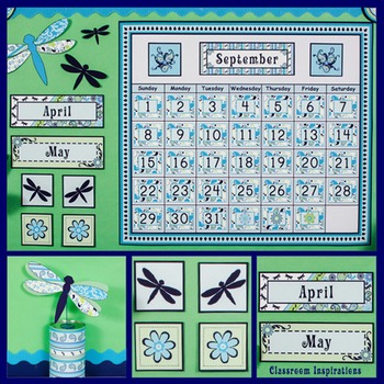 Preview of Calendar Set - Editable - Coordinates with Pretty Paisley Classroom Theme