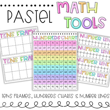 Preview of Pretty Pastel Math Tool Set: Tens Frames, Number Lines, Hundreds Chart