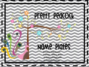 Preview of Pretty Peacock Editable Name Plates