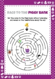 Pretty Purple Piggy Bank - ( Activity Sheet - Maze )