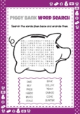 Pretty Purple Piggy Bank - Activity Sheet ( Word Search )