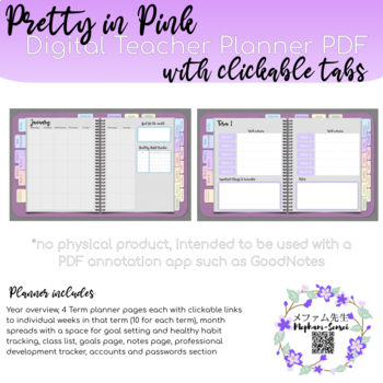 Preview of Pretty in Pink | Digital Teacher Planner | GoodNotes and OneNote Version
