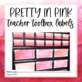 Pink Watercolor Classroom Decor Teacher Toolbox Labels - Editable