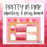Pink Watercolor Objectives & Focus Board - Editable