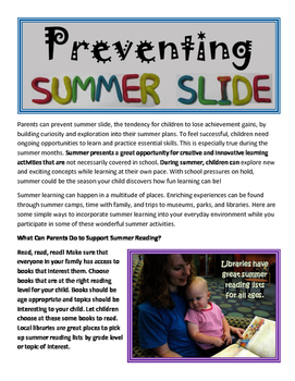 Preview of Preventing Summer Slide and Learning Loss