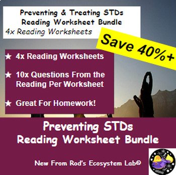 Preview of Preventing & Treating STDs Lesson Reading Worksheet Bundle **Editable**