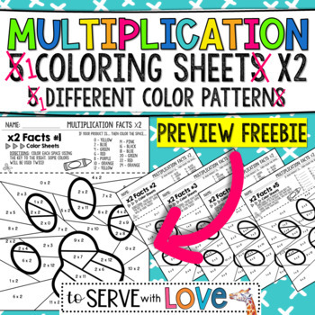 Preview of Preview Freebie: x2 doubles multiplication facts coloring sheet