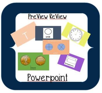 Preview of Preview or Review Powerpoint K-2 Letters, Shapes, Fractions, Coins, Time