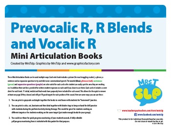Preview of Articulation Mini Books: Prevocalic R, R Blends, and Vocalic R