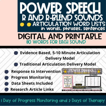 Preview of Prevocalic R and R-Blend Articulation Speech Therapy Word List Digital and Print