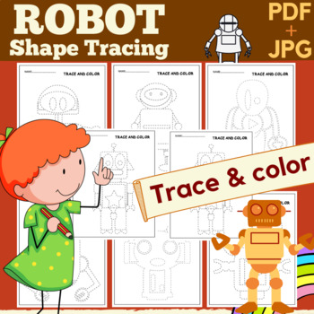 Preview of Prewriting Activity Robot Tracing Shapes