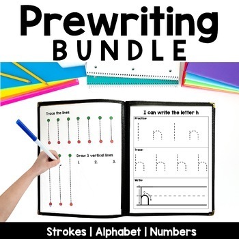 Preview of Prewriting Bundle | Strokes | Alphabet | Numbers