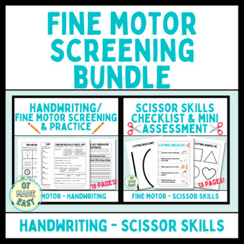 Preview of Prewriting Handwriting and Scissor Skills Screening and Practice Sheets Bundle