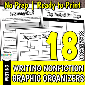Preview of Prewriting Nonfiction Graphic Organizers Pack
