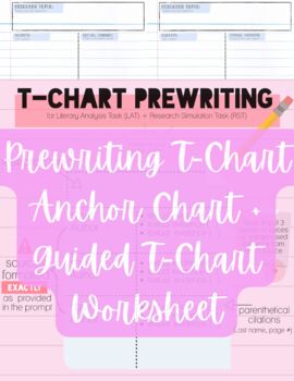 Preview of Prewriting T-Chart Anchor Chart + Guided T-Chart Worksheet