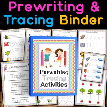 Preview of Prewriting Tracing Activity Fine motor Binder for Preschoolers and Kindergartner