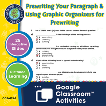 Preview of Prewriting & Using Graphic Organizers for Prewriting - Google Slides Gr. 5-8
