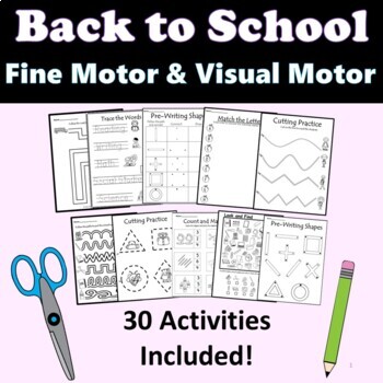 Preview of Prewriting Worksheets *Back to School* - Fine Motor Skills OT