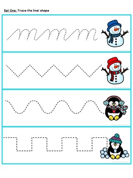 Prewriting Worksheets + Practice Strips (Winter) by Teaching Sensory ...