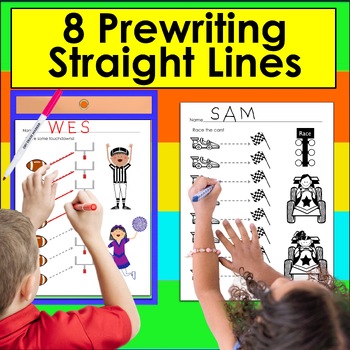 Preview of Prewriting Worksheets:  Straight Lines Tracing for Preschool Independent Work