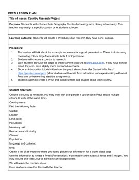 country research project lesson plan