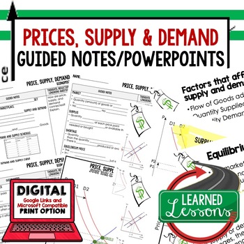 Preview of Price, Supply, Demand Guided Notes & PowerPoint, Economic Notes