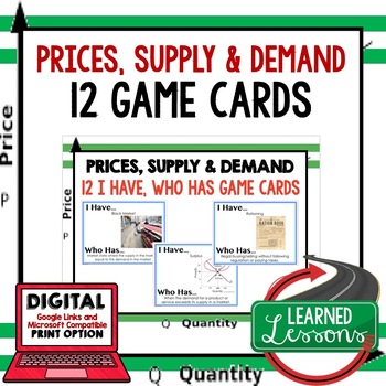 Preview of Price, Supply, and Demand GAME CARDS, Economics Activity