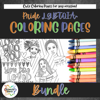 Preview of Pride LGBTQIA+ Coloring Page Bundle! (15+ Pages!)