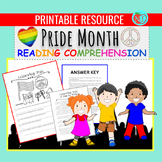 Pride Month Reading Comprehension Worksheet / Questions on