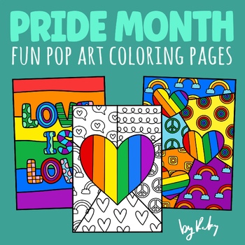 Preview of Pride Month Pop Art Coloring Pages - LGBTQ+ Art Activity for Students