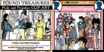 Preview of Pride and Prejudice COMBO Bundle! Illustrated ClipArt AND Public Domain Images!