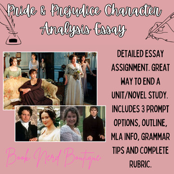 Preview of Pride and Prejudice Character Analysis Argumentative Essay with Rubric