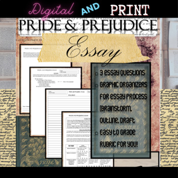 Preview of Pride and Prejudice Novel Study Assessment: Essay Writing with Rubric
