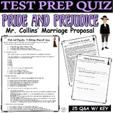 Pride and Prejudice Quiz and Reading Comprehension Test Prep AP