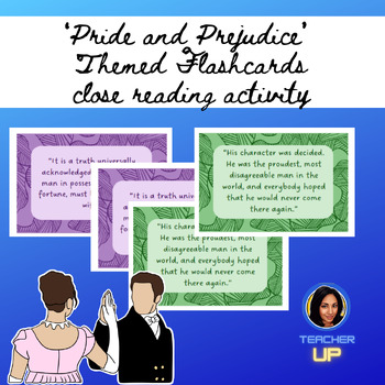 Preview of Pride and Prejudice Themes Unleashed: Flashcard Fun for Literary Explorers