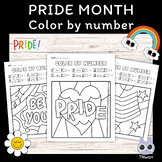 Pride month Color by number math activities,coloring pages