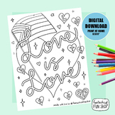 Pride month Love is Love coloring page LGBTQ activity