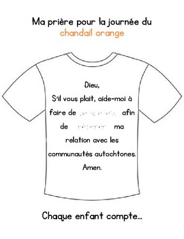 Preview of Prière pour la journée du chandail orange/Prayer for orange shirt day