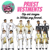 Priest Vestments: alb, stole, maniple, cincture, chasuble,