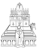 Priest at Adoration coloring page