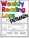 EDITABLE SKILLS BASED Weekly Reading Logs PRIMARY (CCSS RL Question Stems)