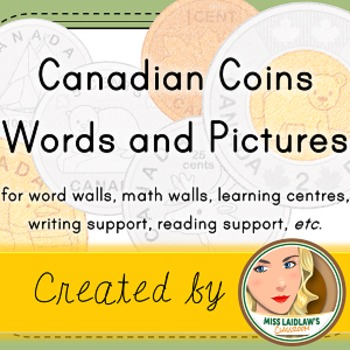 Preview of Canadian Coins - Number Sense and Numeration (Word Wall with Pictures)