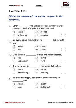 English Exercise Book – Primary 4 Ages 8 Vocabulary