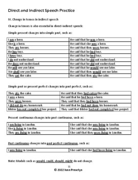 direct and indirect speech grade 5 worksheets