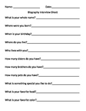 Primary Biography Interview Sheet- planning/research sheet